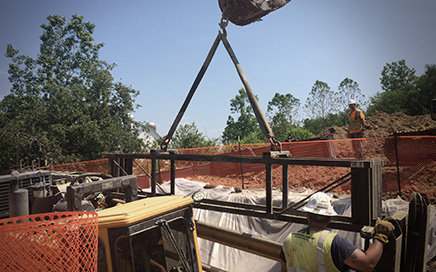 Setting up a new pipe basket.